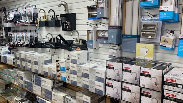 Plumbing supplies at Tionesta Builders Supply.