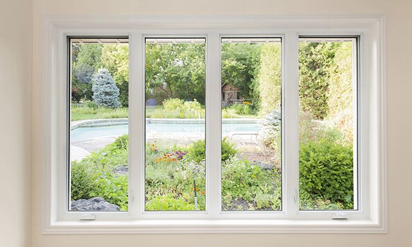 A four-panel window looking out.
