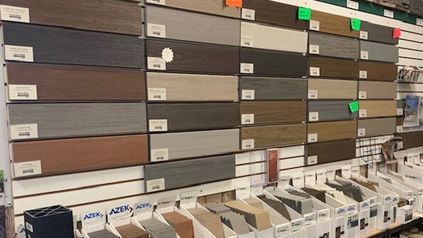 In-store decking options at Tionesta Builders Supply.