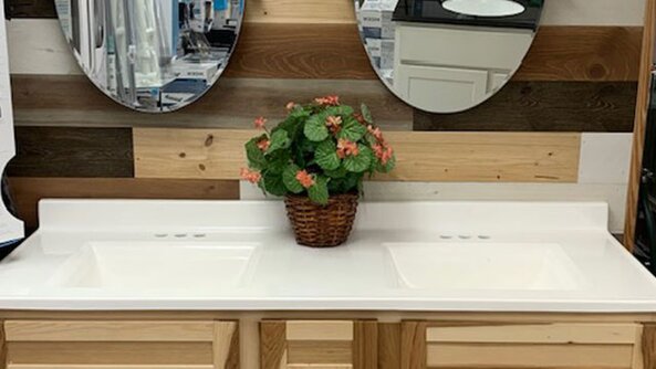 Bathroom vanity showroom at Tionesta Builders Supply.