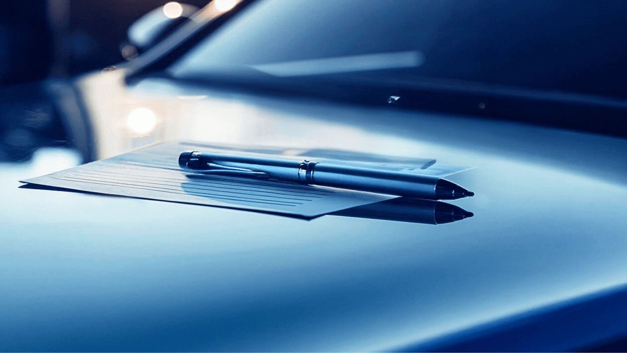 Vertrag liegt auf Auto