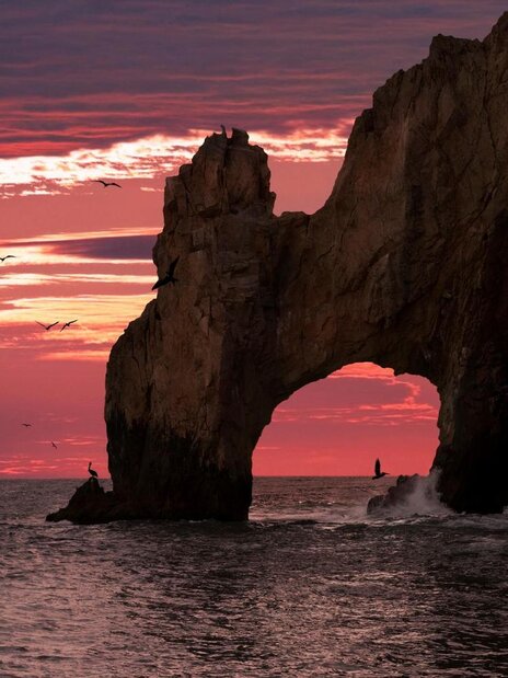 Pool area with blue lounge chairs with matching umbrellas