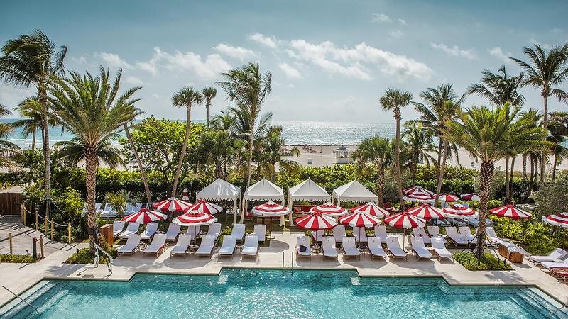 Aerial view of Faena's pool
