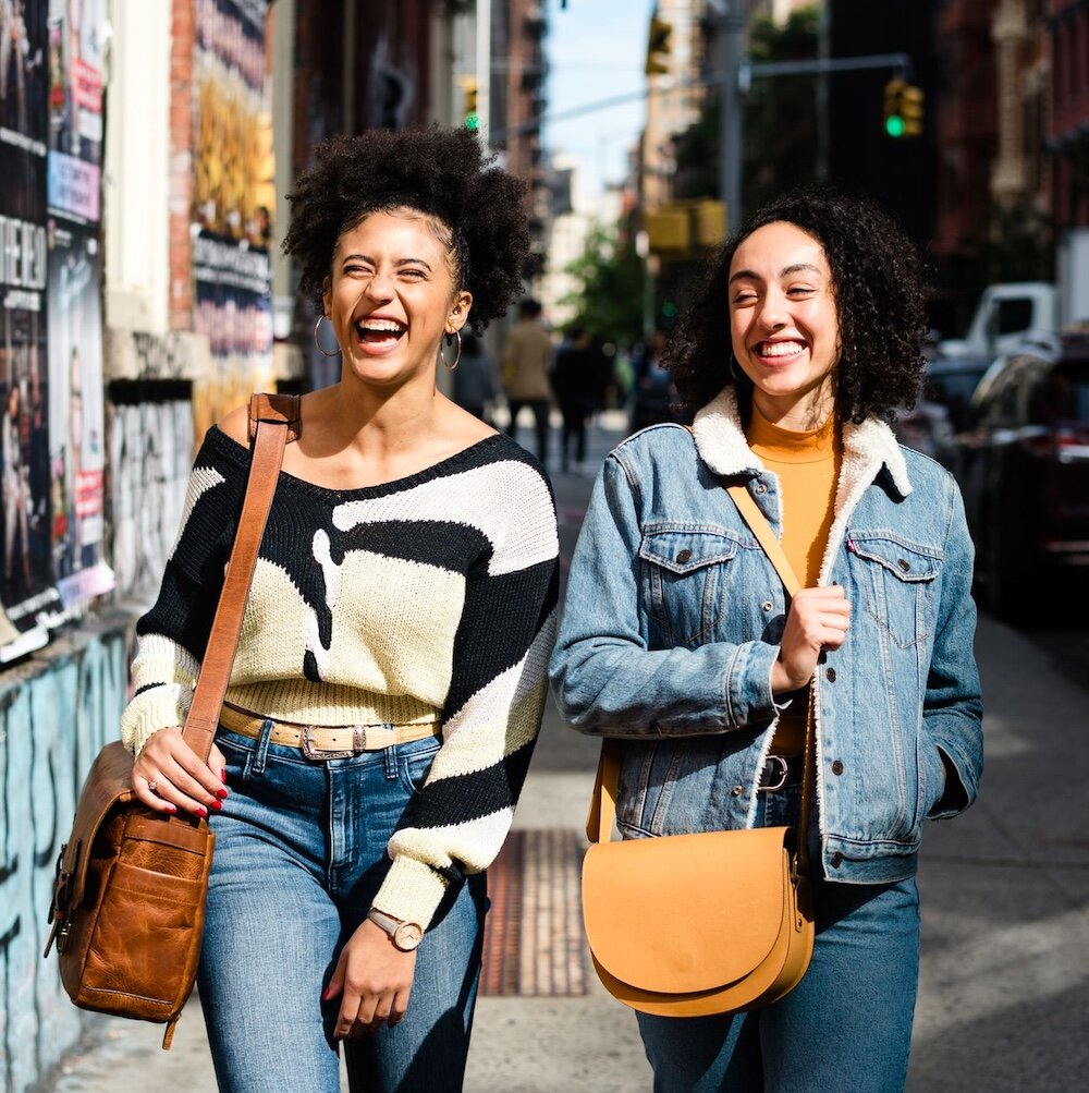 People smiling outside