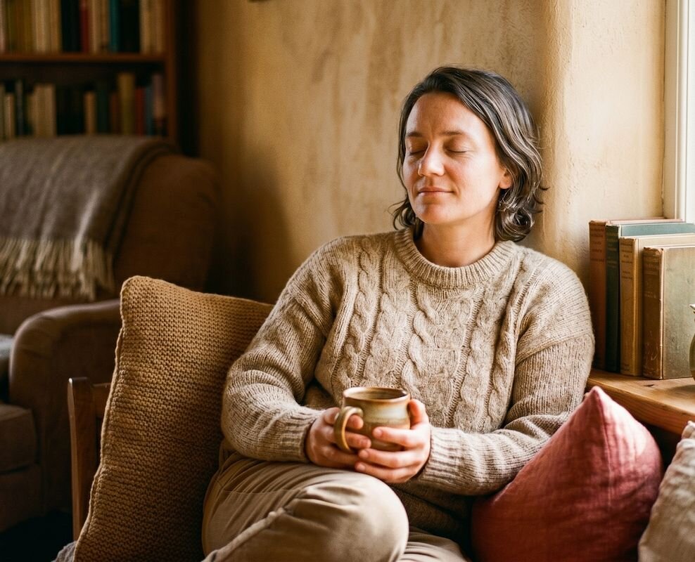 Patient thoughtfully speaking with psychotherapist