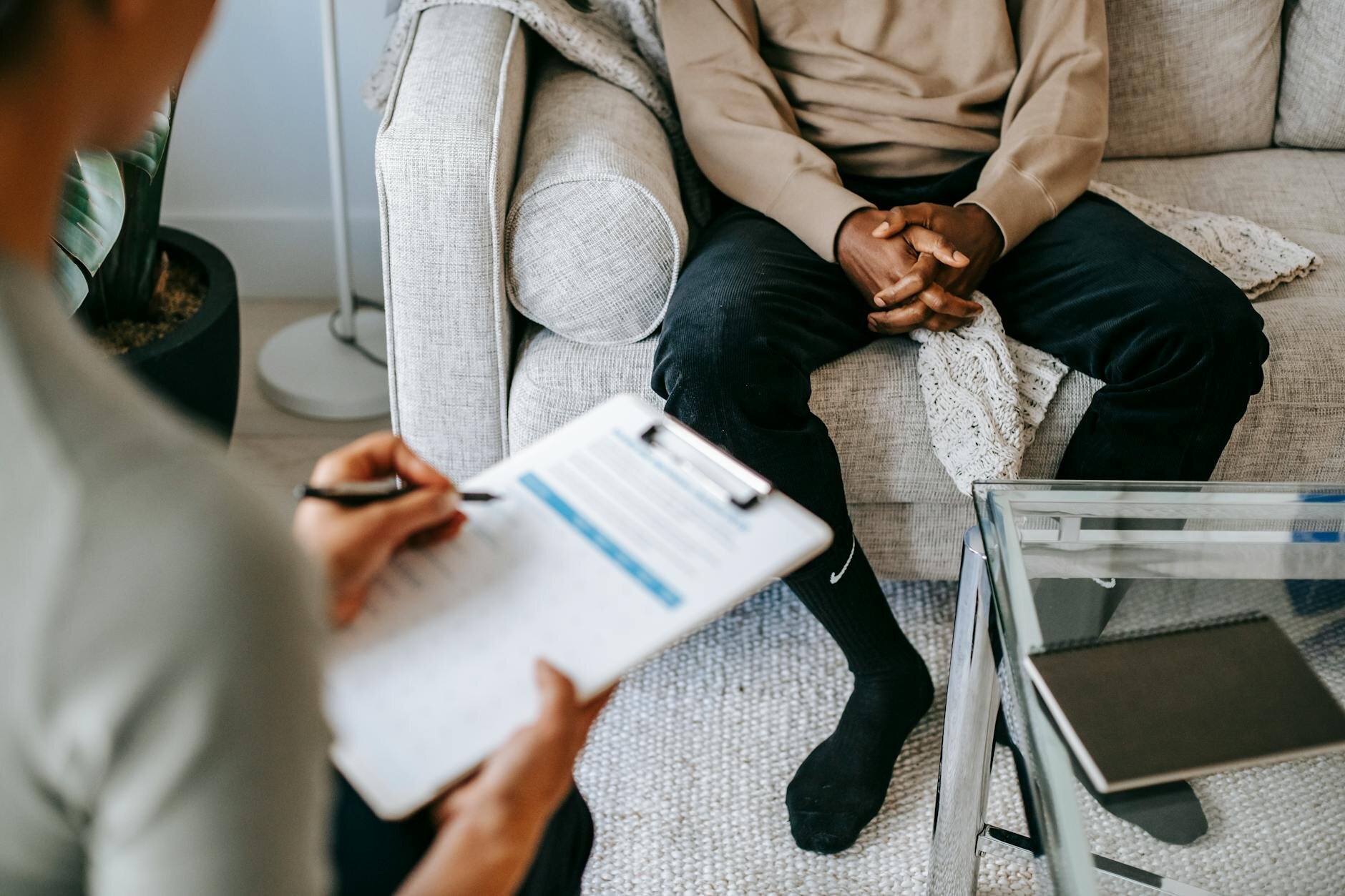 Therapist with clipboard