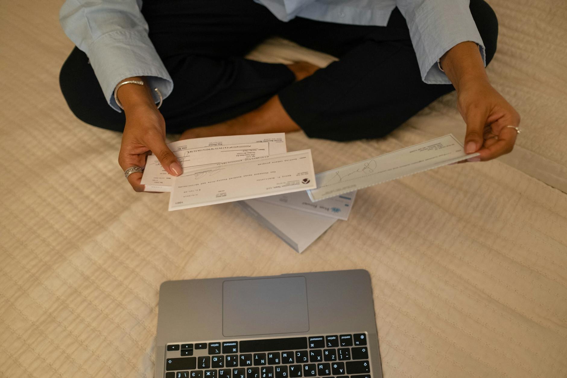 Man looking through health insurance payments