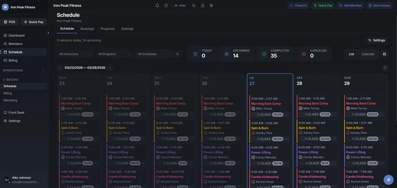 Class Scheduling Dashboard - Dark Mode
