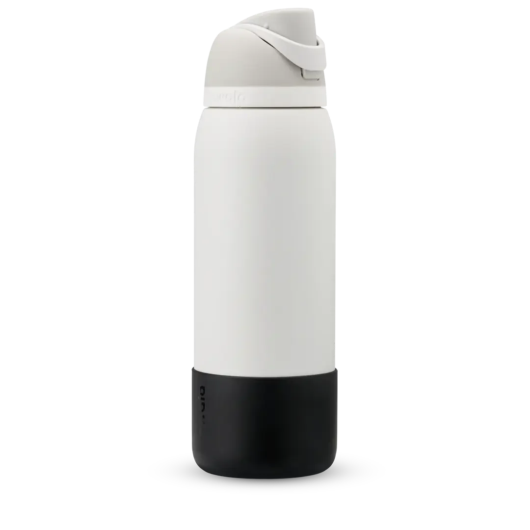 Bottle Boot in black silicone, shown on a white FreeSip bottle as example