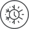 An icon display a clock in a snowflake.