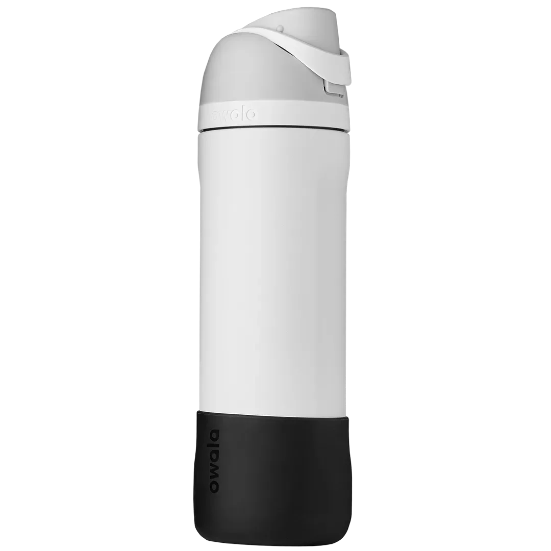 Bottle Boot in black silicone, shown on a white FreeSip bottle as example
