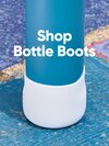 Blue water bottle with white silicone boot. Click to shop Owala bottle boots.