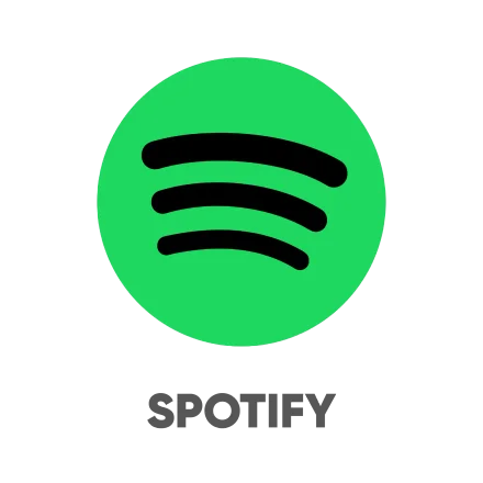 Spotify logo: Green sound wave circle, representing music streaming.