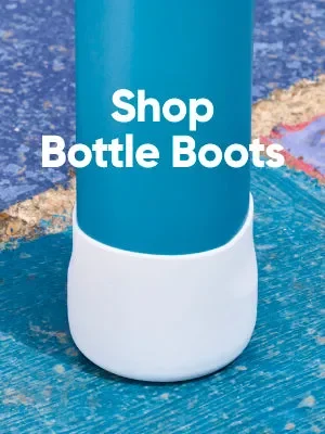 a white bottle boot on blue bottle