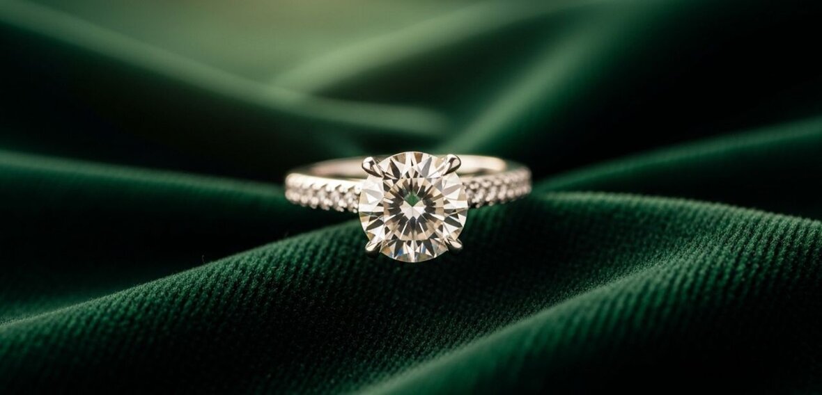 White and yellow gold diamond wedding bands styled on lace fabric, showcasing elegant bridal ring designs by Wedding Bands & Co. in Chicago