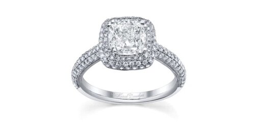 Stack of gold diamond wedding bands illustrating different setting styles