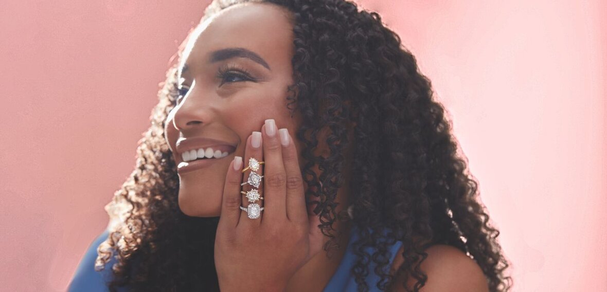 Elegant gold engagement ring with diamond pavé band stacked with matching wedding bands by Wedding Bands & Co., Chicago custom jeweler