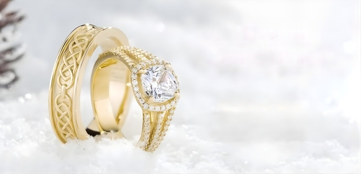 Gold and platinum wedding bands showing metal choices affecting ring price and value