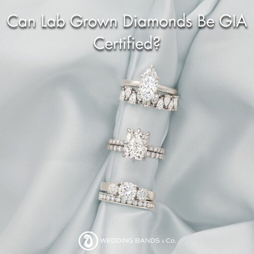 Stack of gold wedding bands with diamond details displayed for choosing the right wedding ring by Wedding Bands & Co.