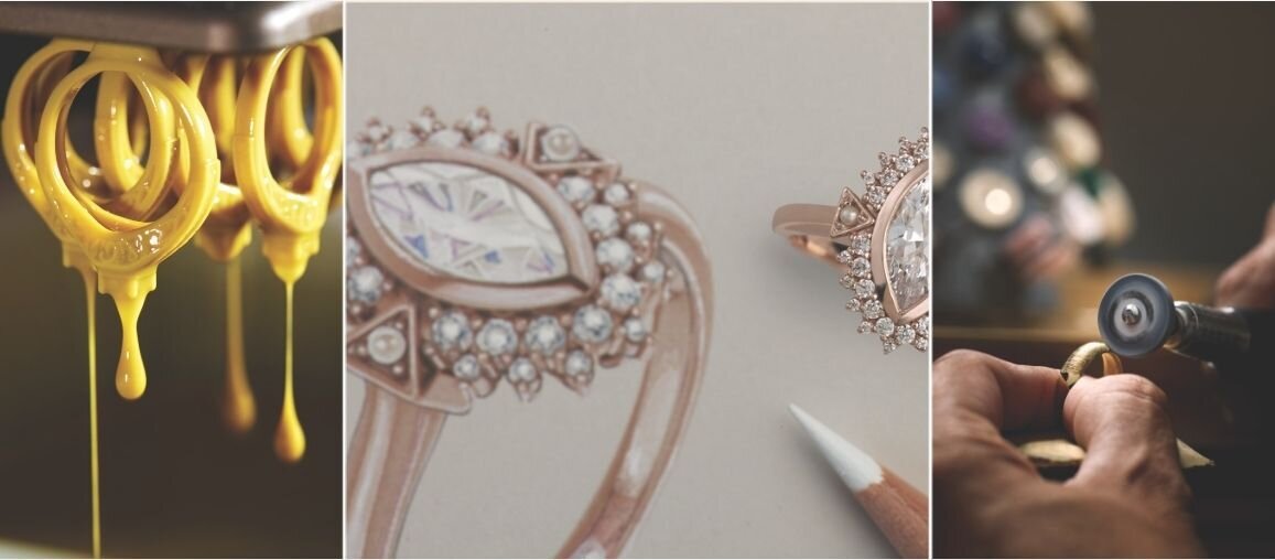 Jeweler at the bench performing custom design and repair work in Chicago