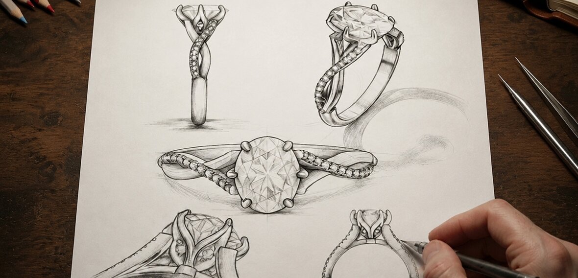 Bradley and Julia's finished platinum engagement ring, paid for in full through Bradley's DoorDash earnings