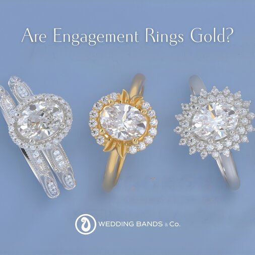 Gold engagement rings in yellow gold, white gold, and rose gold showing metal variety options