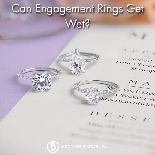 Stack of gold wedding bands with diamond details displayed for choosing the right wedding ring by Wedding Bands & Co.