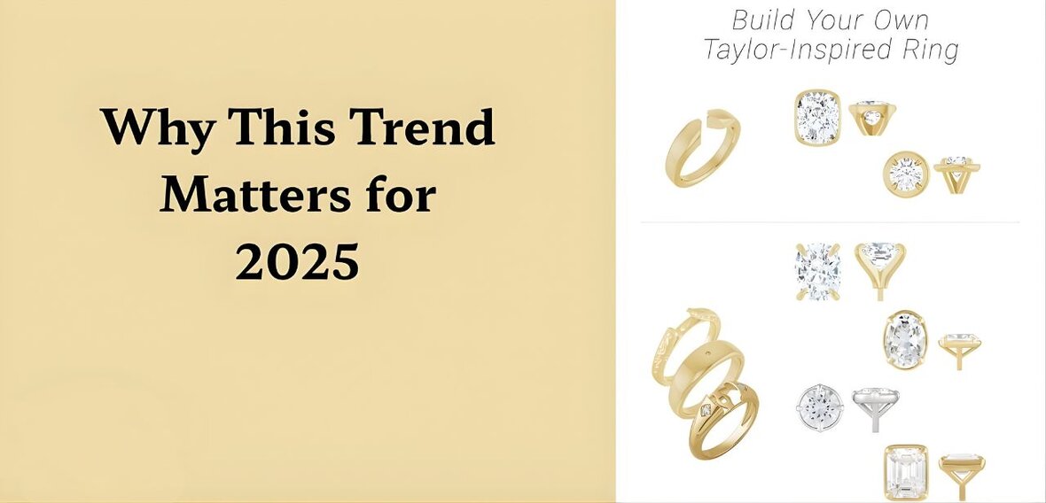 White and yellow gold diamond wedding bands styled on lace fabric, showcasing elegant bridal ring designs by Wedding Bands & Co. in Chicago