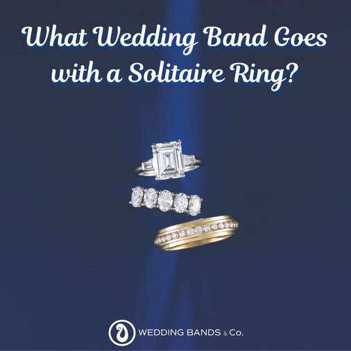 Stack of gold wedding bands with diamond details displayed for choosing the right wedding ring by Wedding Bands & Co.