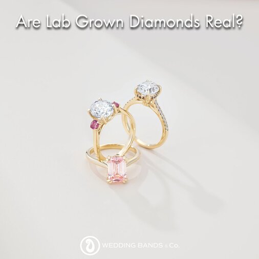 Stack of gold wedding bands with diamond details displayed for choosing the right wedding ring by Wedding Bands & Co.