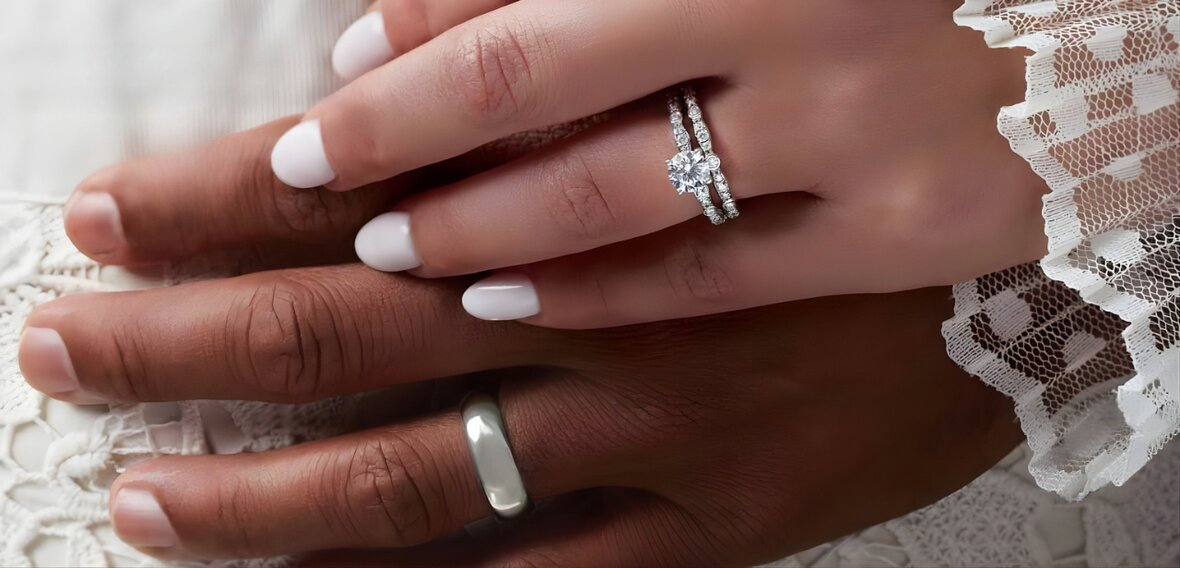 Diamond wedding rings in different styles demonstrating how stones and settings impact cost