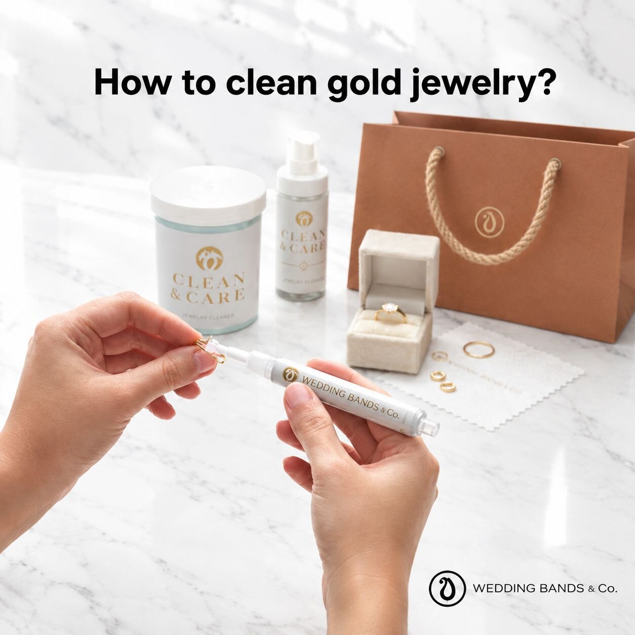 Gold diamond wedding bands in 14K and 18K, the type of jewelry this cleaning guide covers