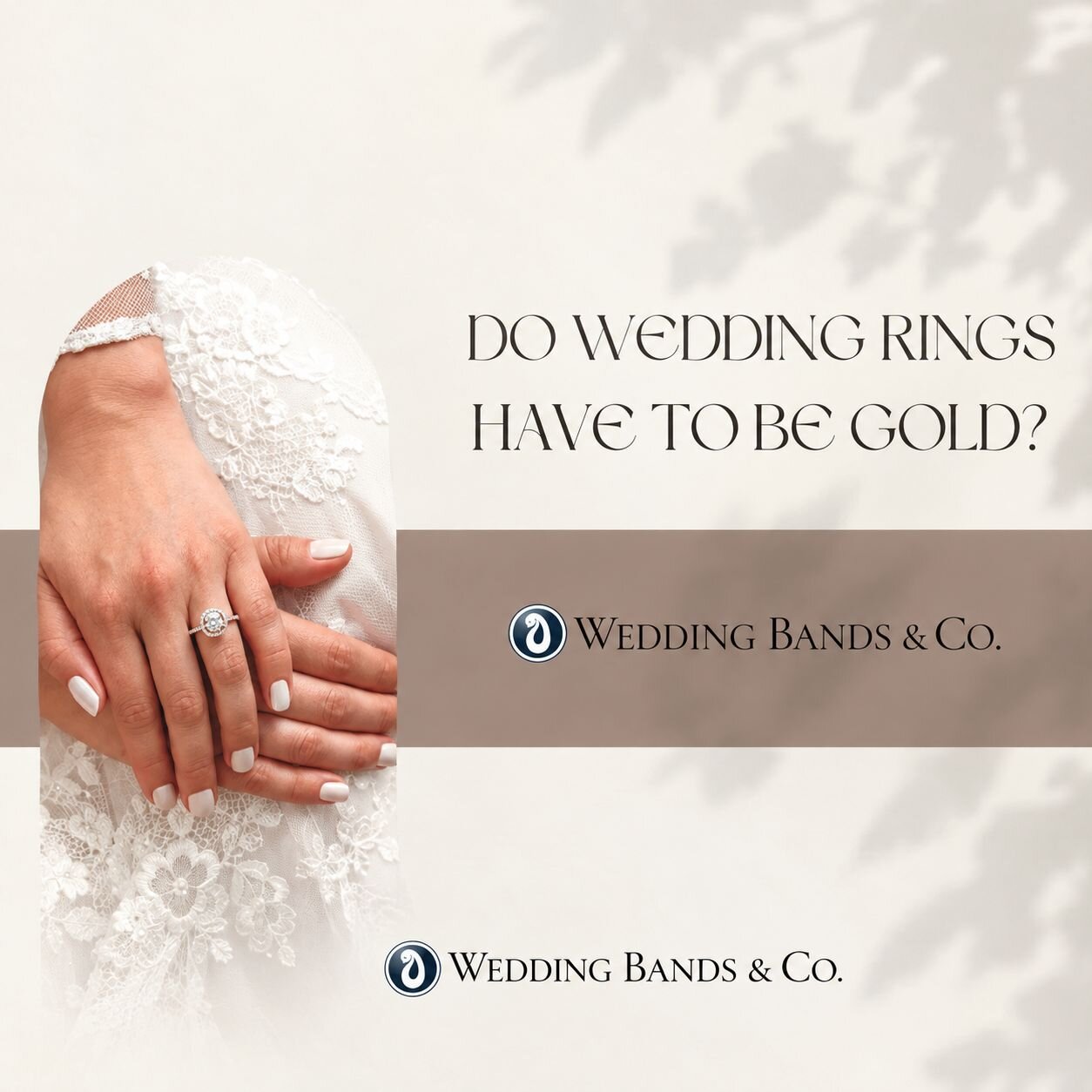 Collection of wedding rings in gold, platinum, and alternative metals at different price points