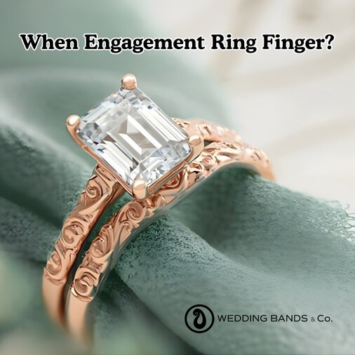 Engagement ring worn on fourth finger left hand showing traditional ring finger placement