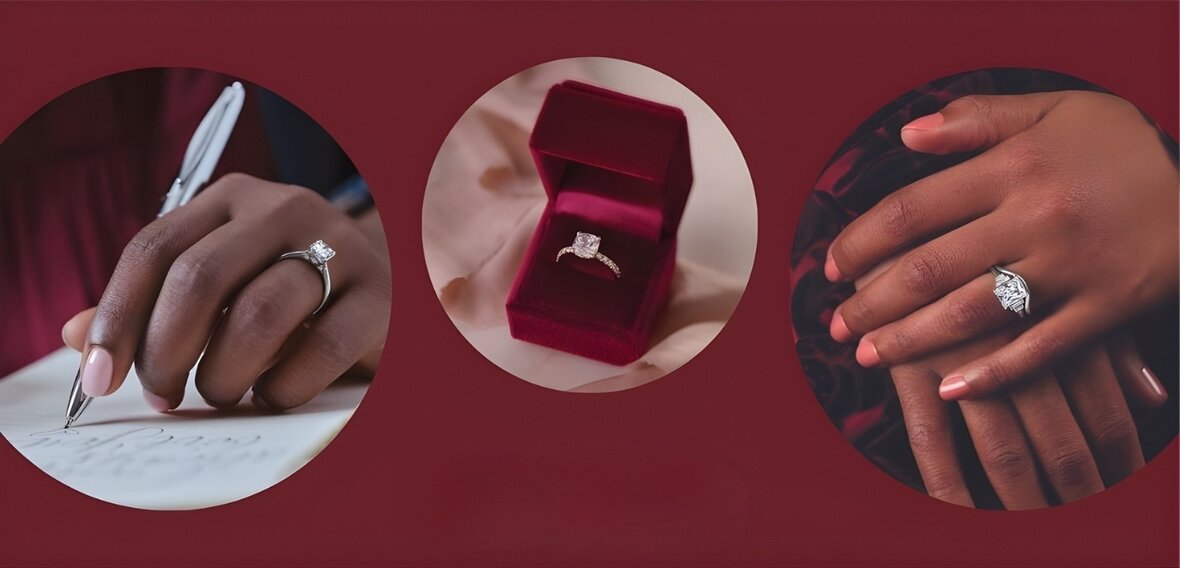 Completed custom engagement ring with diamond center stone ready for final presentation