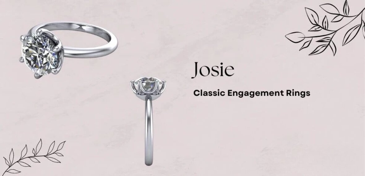 Josie round classic solitaire engagement ring in white gold