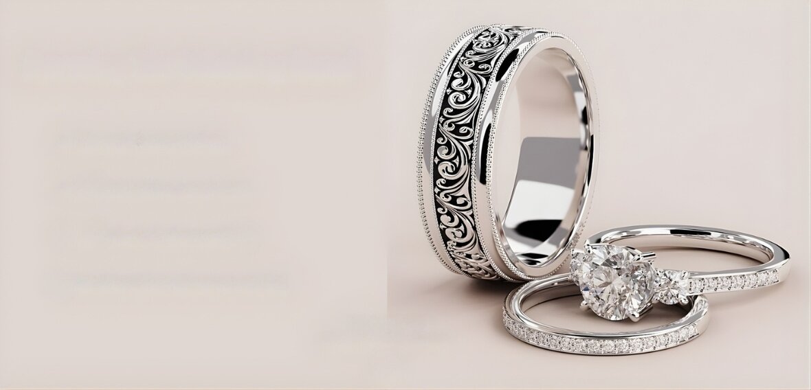 Diamond wedding band in yellow gold displaying valuable gemstones affecting pawn shop offers