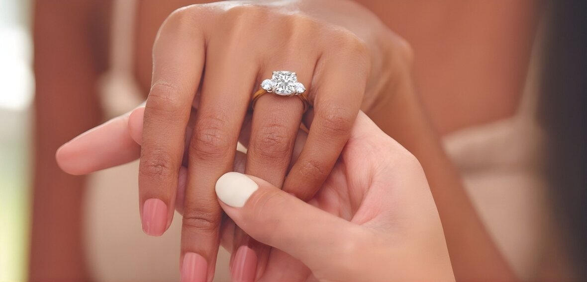 White gold and rose gold engagement rings displaying options for single-ring or stacking approaches