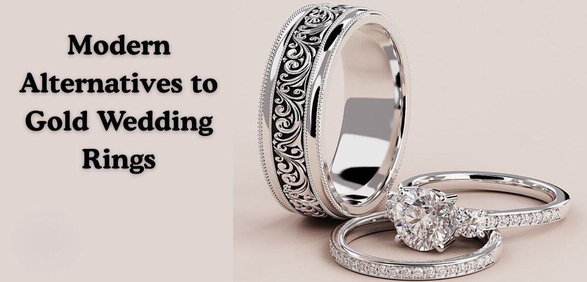 Gold and platinum wedding bands side by side showing metal color and finish differences