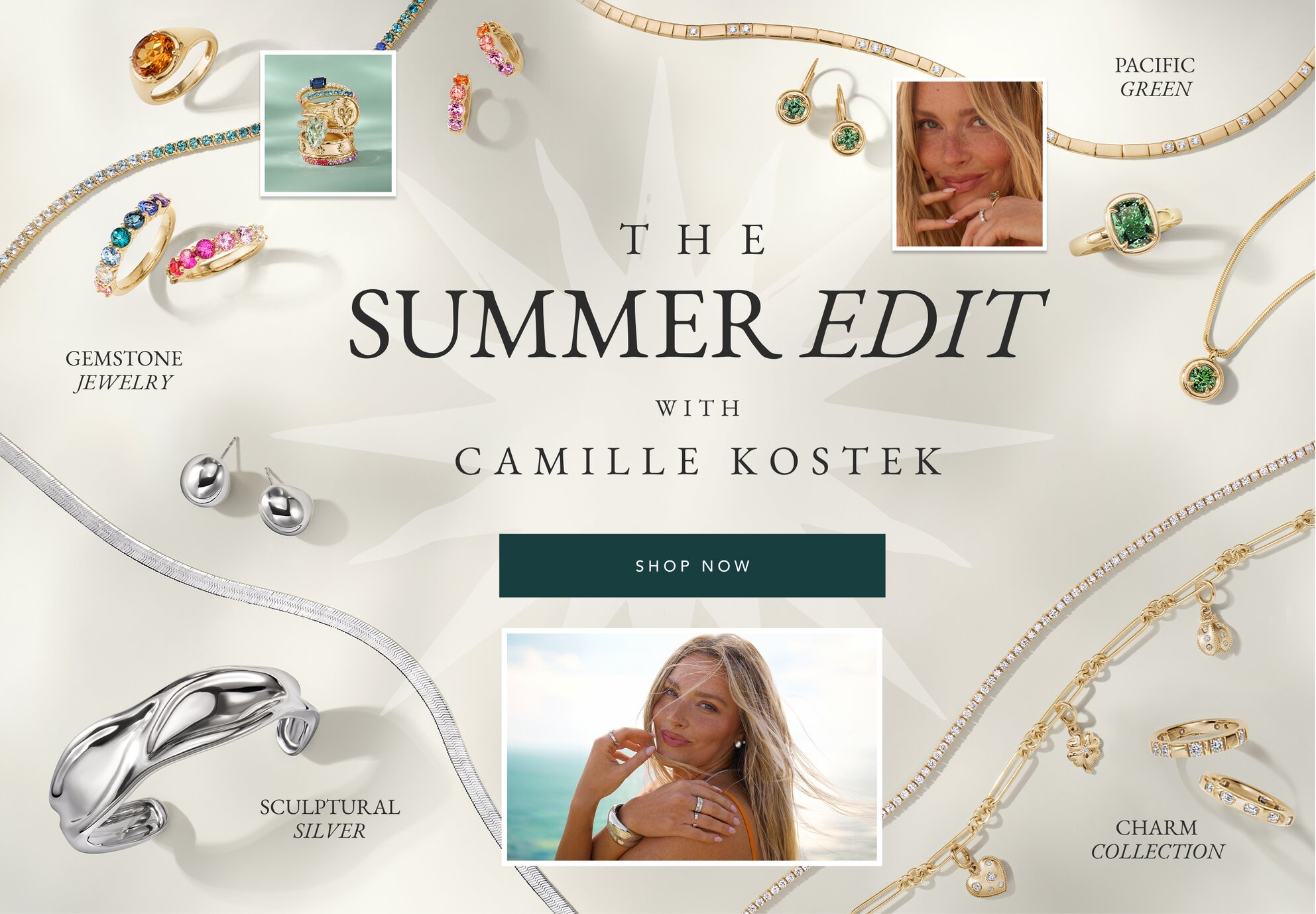 Assortment of trending fine jewelry pieces for Summer.