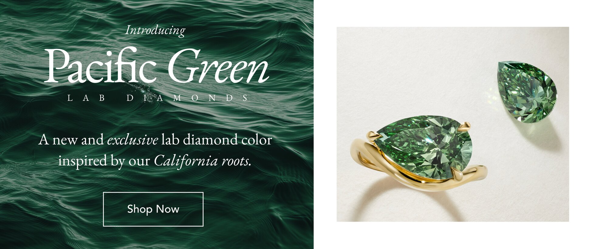 Ring set with a pacific green lab diamond