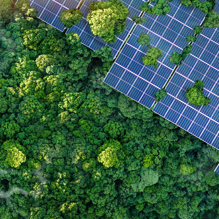 Blue and green natural landscape patterns from above