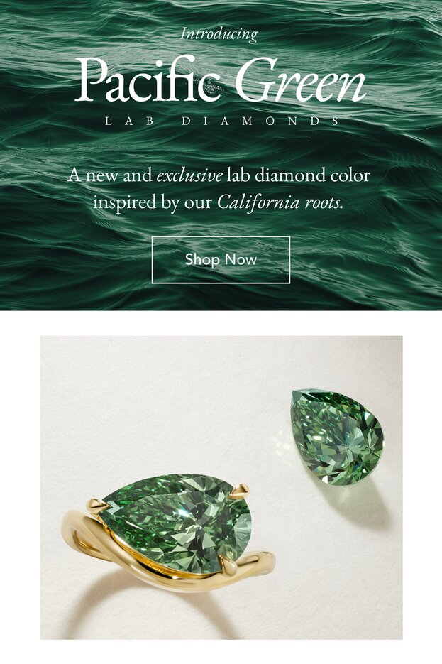 Ring set with a pacific green lab diamond