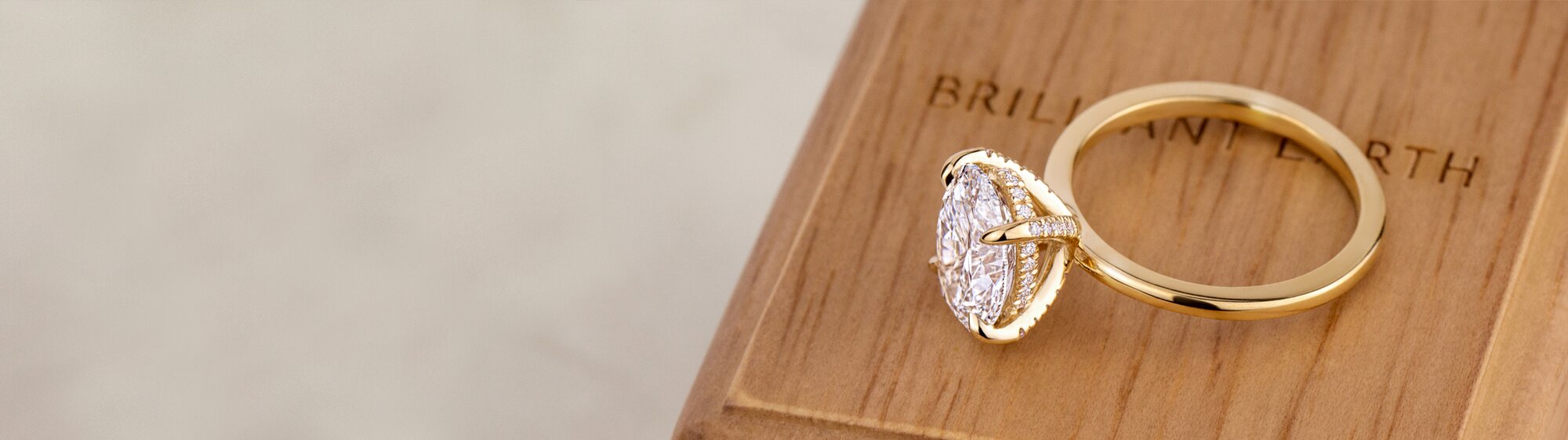 Diamond ring in wooden Brilliant Earth box