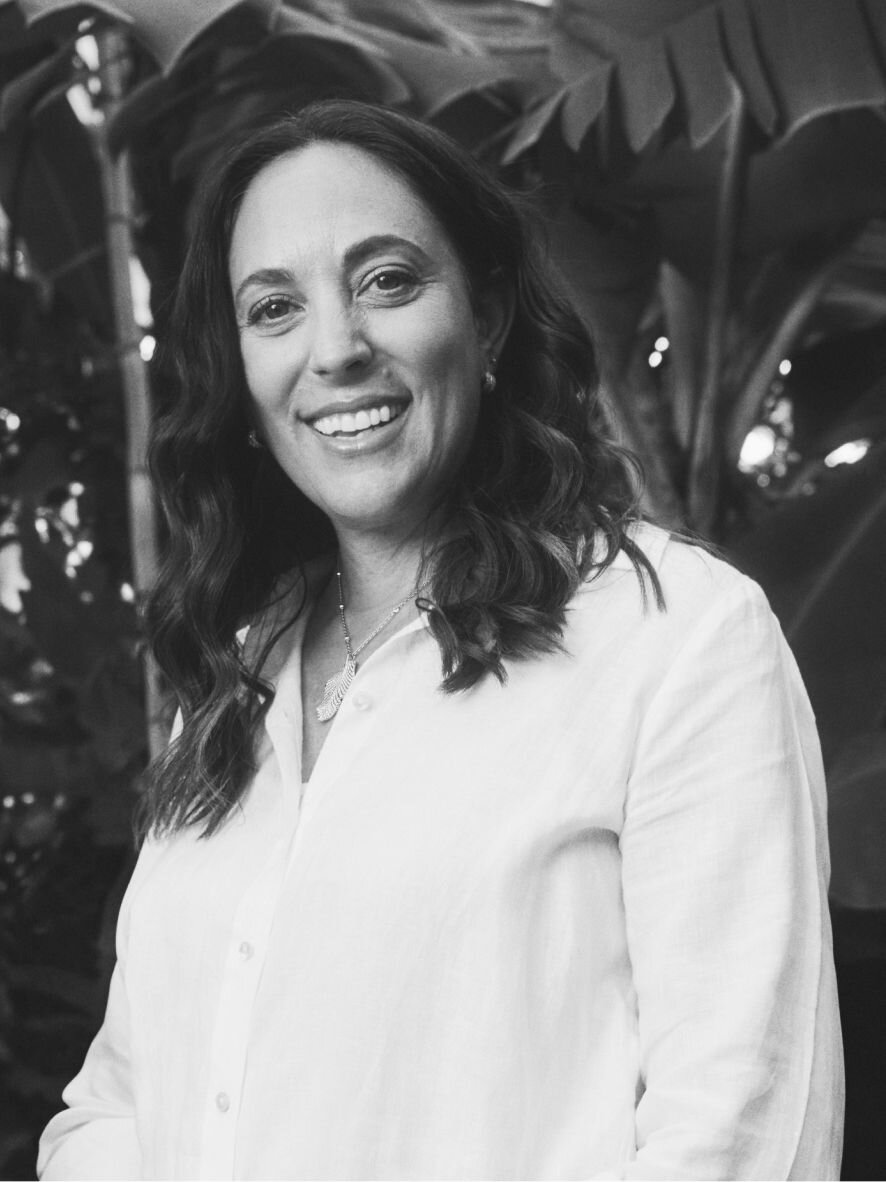 Black and white portrait photograph of Brilliant Earth CEO Beth Gerstein