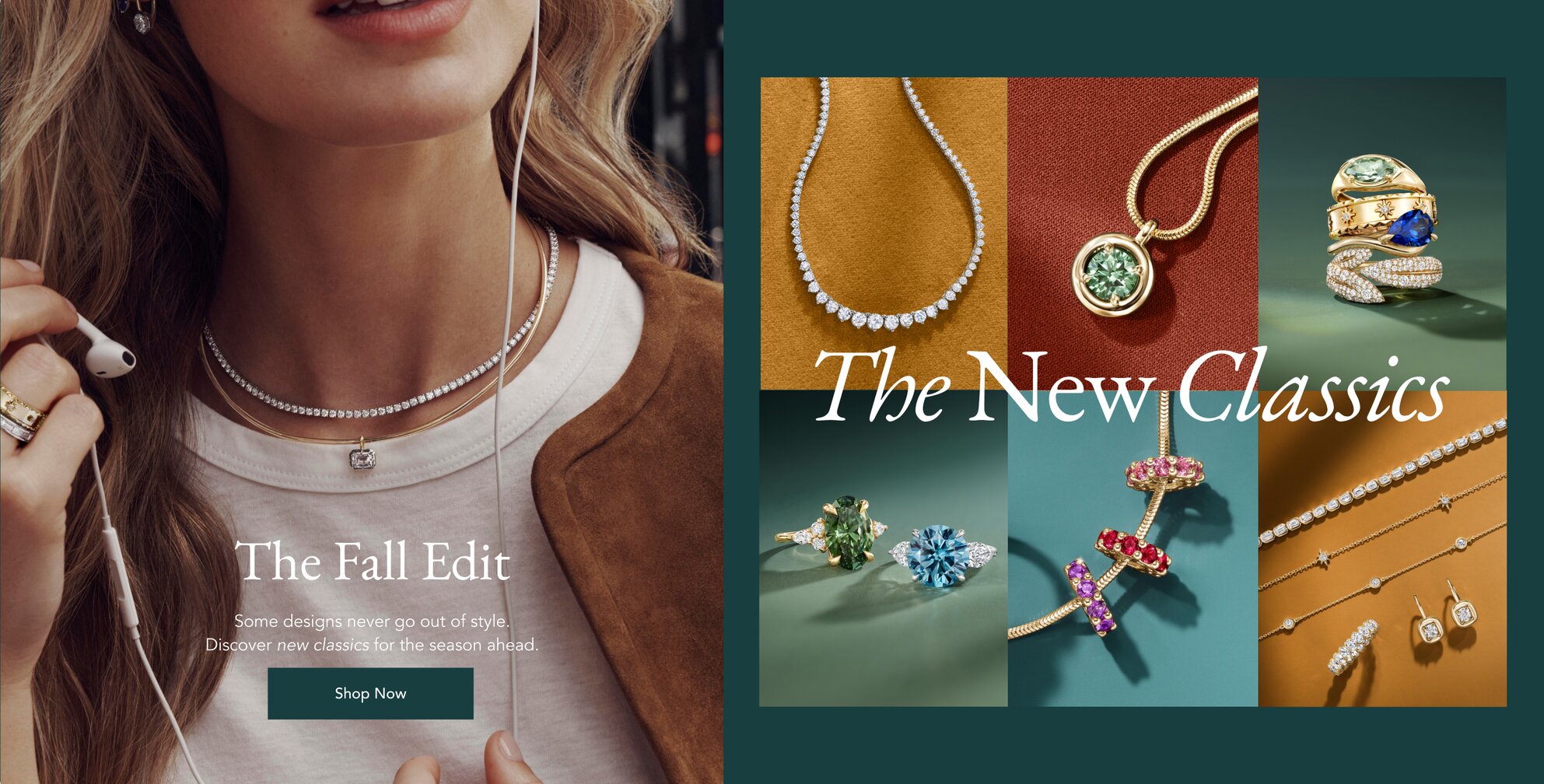 Assortment of trending fine jewelry pieces for Fall.
