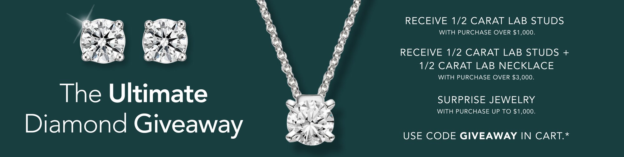 1/2 CT. TW. Lab Diamond Studs and Solitaire Necklace