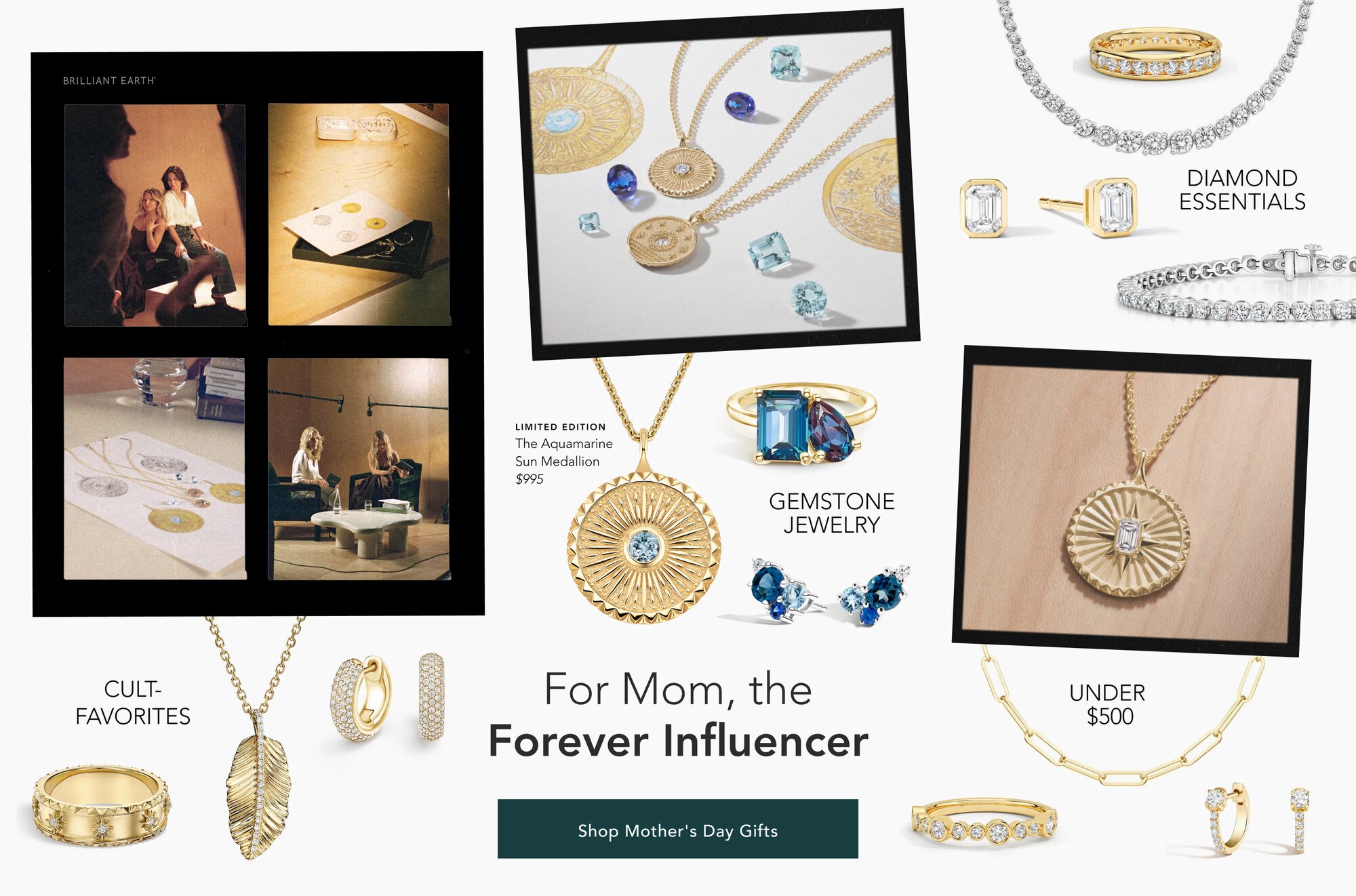 Assortment of fine jewelry from Brilliant Earth's Mother's Day Gift Guide