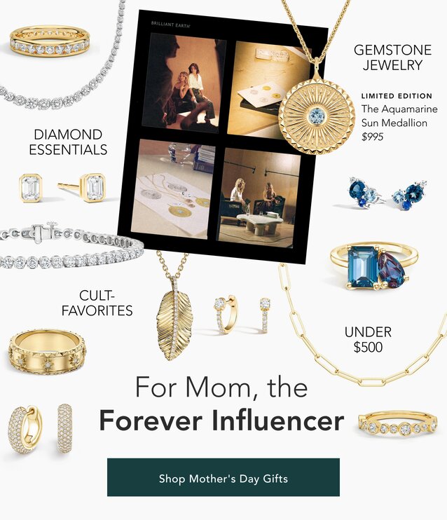Assortment of fine jewelry from Brilliant Earth's Mother's Day Gift Guide