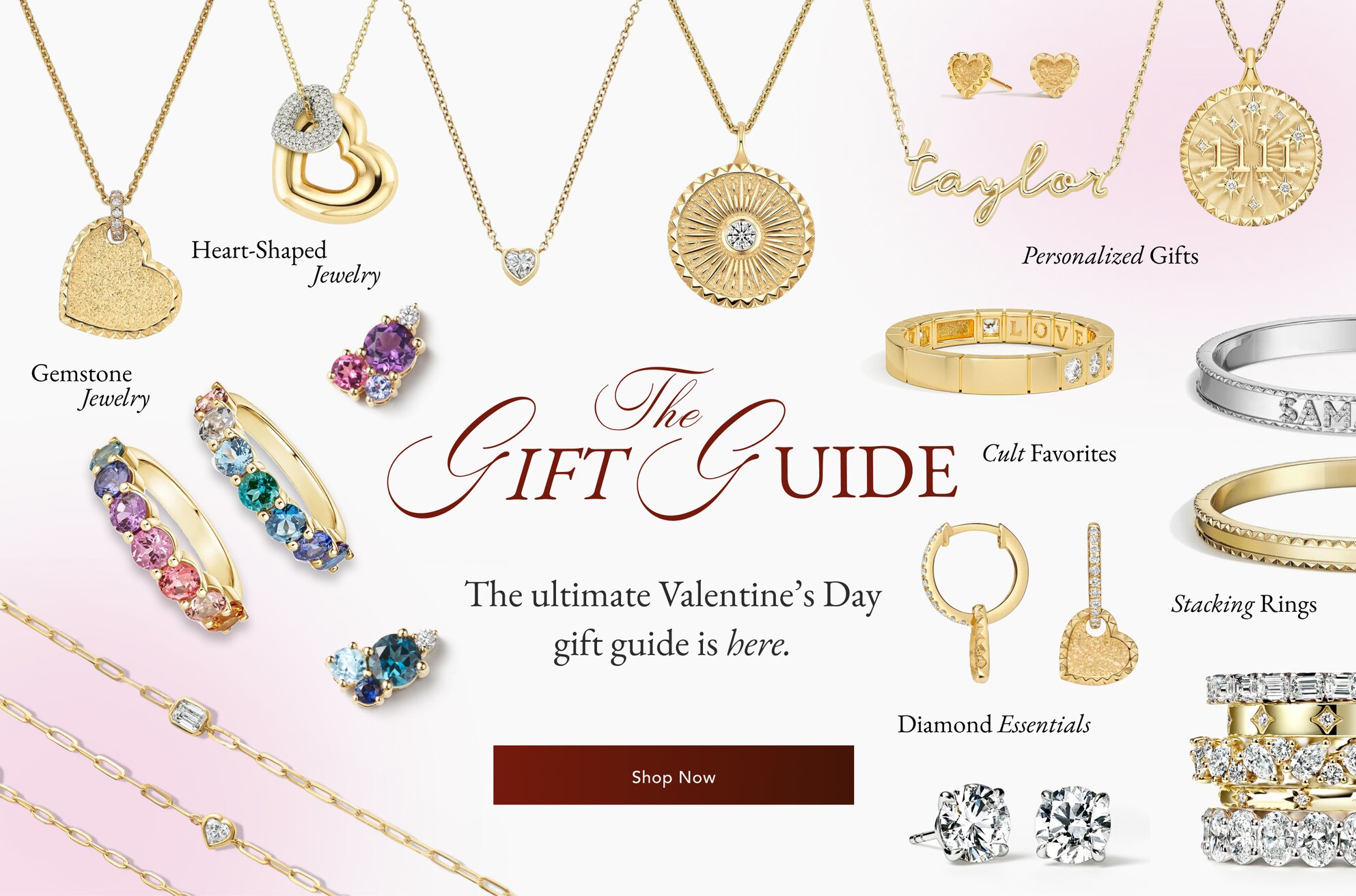Assortment of fine jewelry, perfect for Valentine's Day gifts 